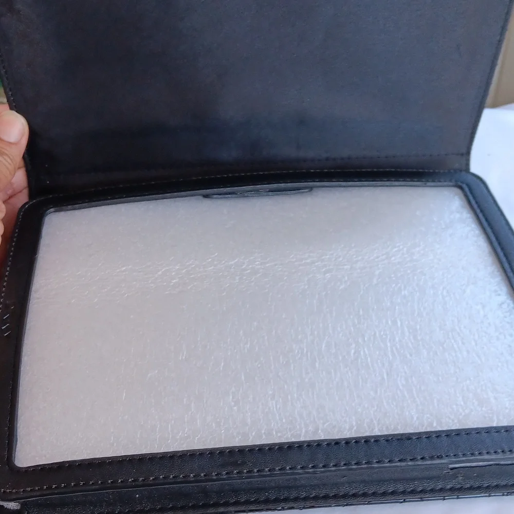 DKNY Black Glossy Monogram Tablet Cover with Elastic Closure